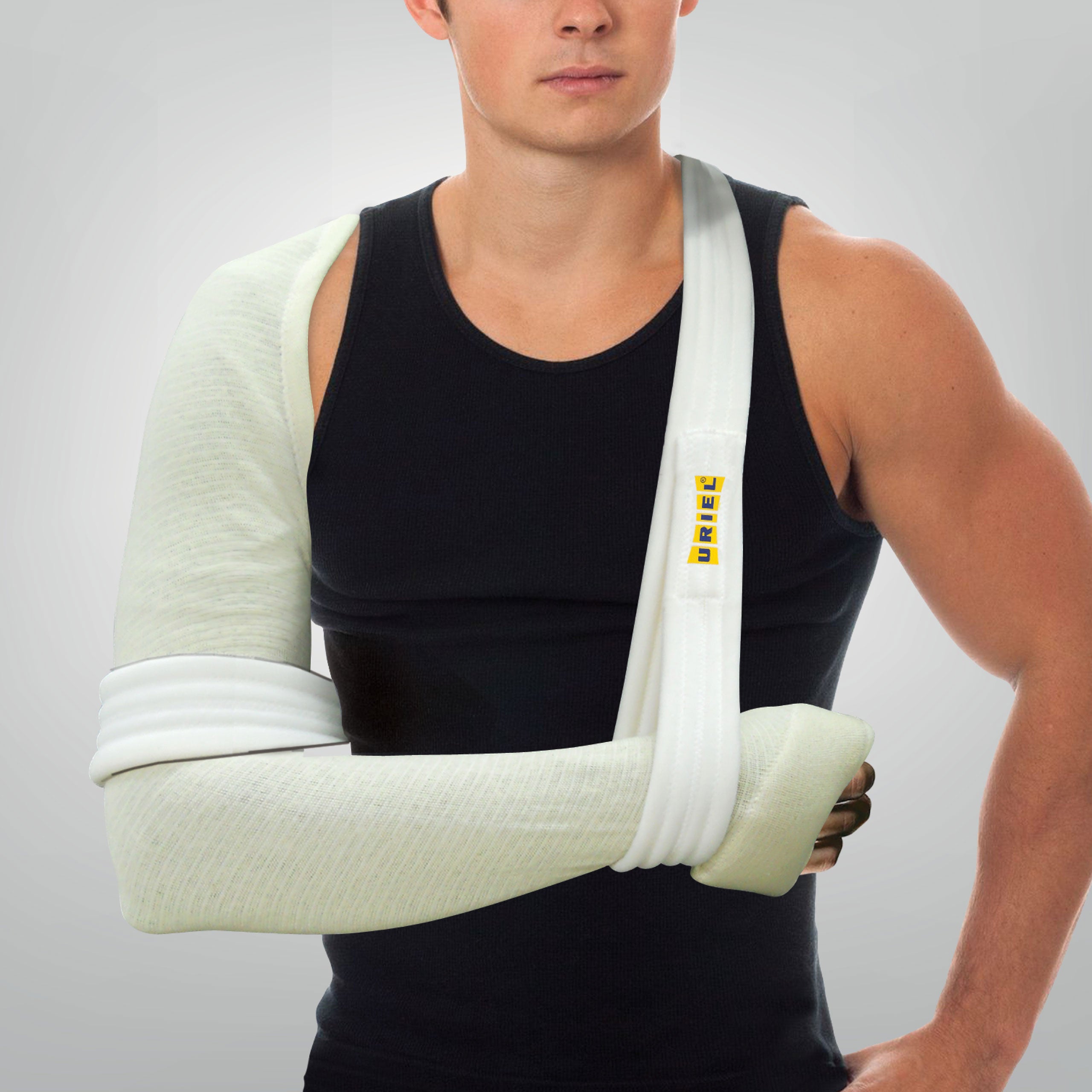 תחבושת לכתף וזרוע - 86U לקיבוע שברים ולאחר ניתוח כתף. החגורה מונעת תזוזה של הכתף, הזרוע והאמה.